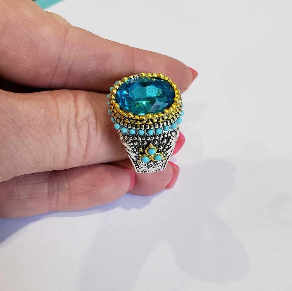 Gorgeous Men's Huge Aquamarine 925 Silver Ring - Picture 9 of 10